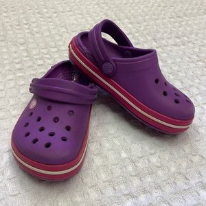 Crocs little pink & purple shoes